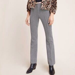 Anthropologie Essential Houndstooth Bootcut Trousers Black White